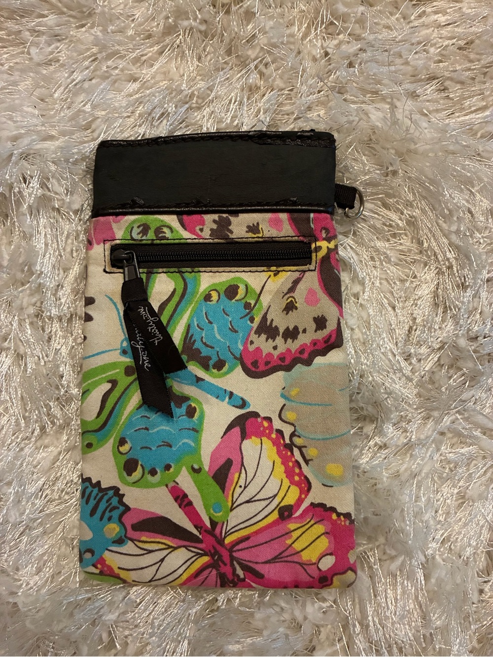 Thirty-One Grab & Go Wristlet Eye Glass Pouch Multi-Color Butterfly Pattern